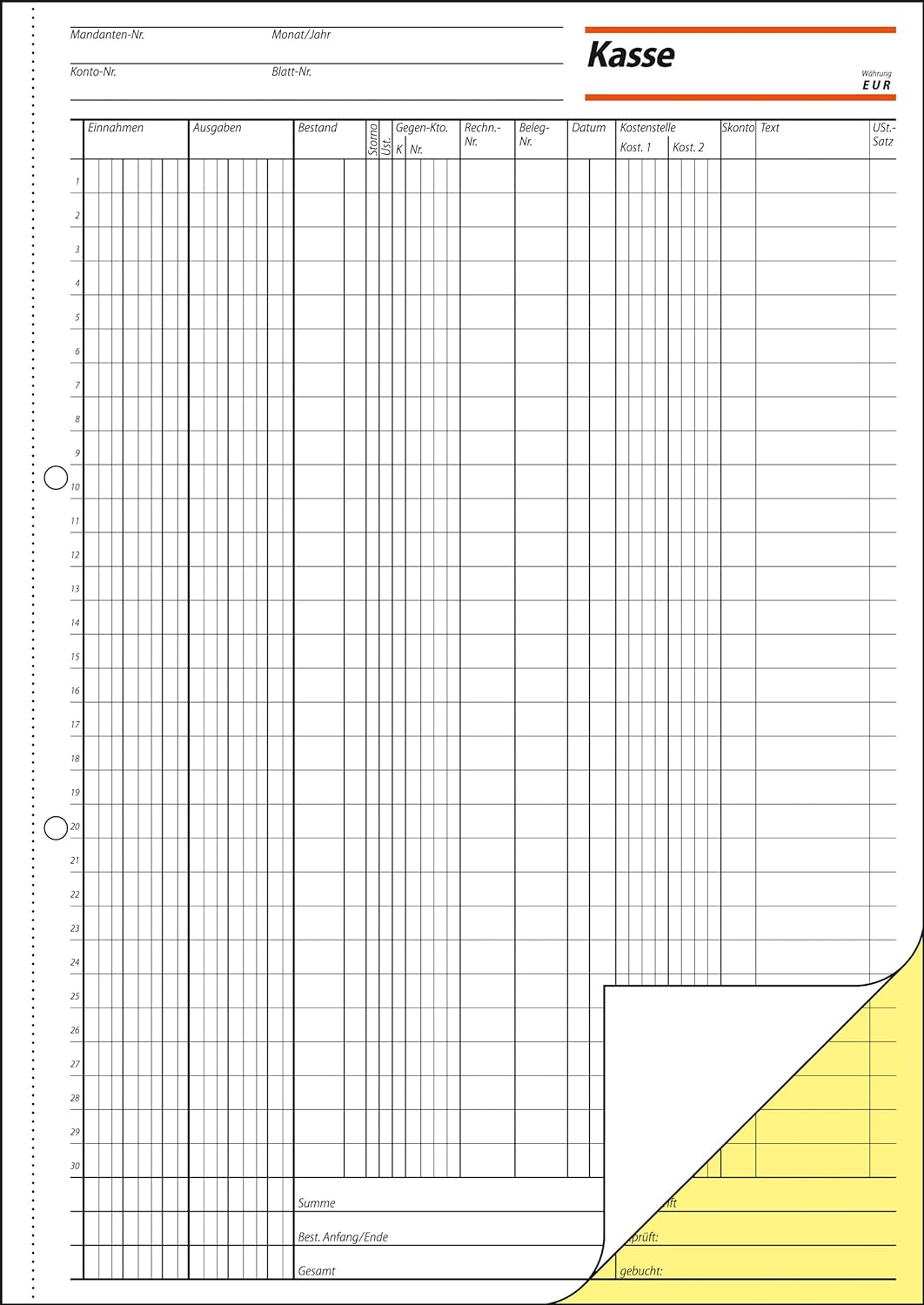 Sigel KG429 EDV Accounting Book with Copy Paper, Tax Rail 300 A4 2 x 50 Sheets with Blue Carbon Paper with Blue Carbon Paper, 2 x 50 Sheets (Pack of 10