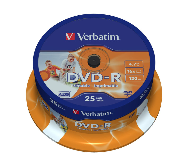 Verbatim 43538 16x Wide Printable DVD-R - Spindle 25 Pack