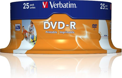 Verbatim 43538 16x Wide Printable DVD-R - Spindle 25 Pack