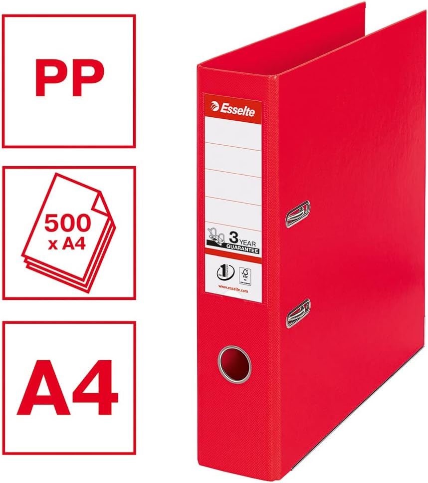 Esselte No.1 Power A4 75 mm Vivida Lever Arch File - Red