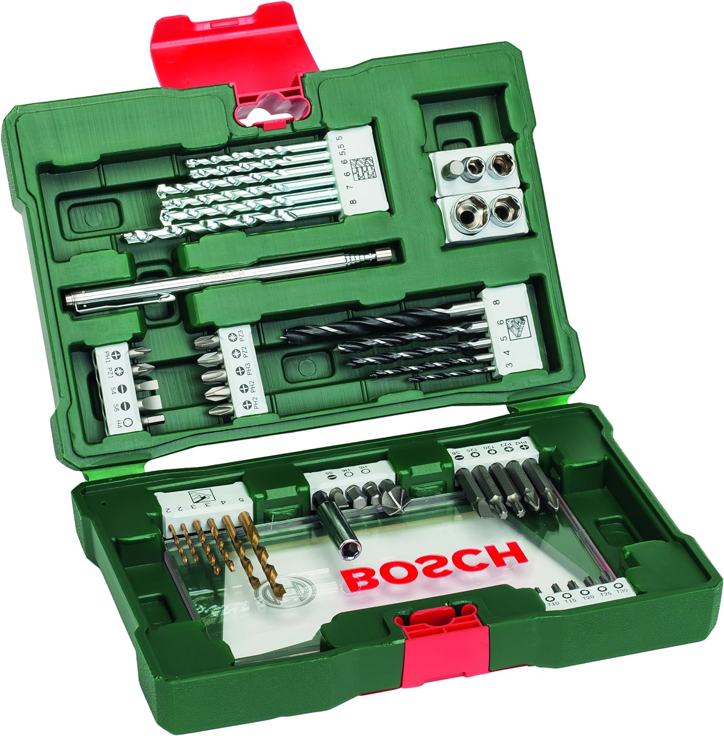 Bosch Accessories Bosch 48tlg. V-Line Titatium Bohrer und Bit Set (mit Magnetstab, für Holz, Stein und Metall, Zubehör Bohr- und Schraubwerkzeuge) 48 tlg.