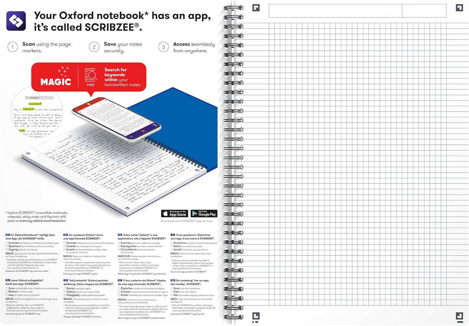 Oxford Office 353002406 Notebook Spiral 5 mm Squared 90 g/m