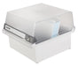 HAN 965-S-631, Card filing box Special Edition A5 landscape. Innovative, attractive design holds 800 cards with lock, readjustable lid supplied with large inscription label, light-grey-translucent
