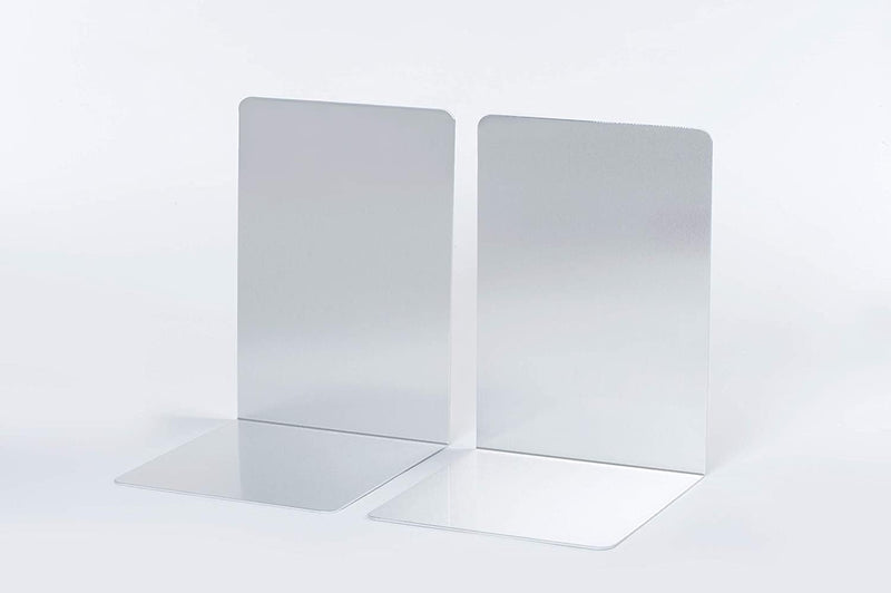 MAUL Buchstütze aus Aluminium (2er Pack) 16x15x21cm | Bücherhalter, Organizer für Kinder, Bücher, Büro, Regal | Bücherstütze im stilvollen Aluminium Design, möbelschonender Buchhalter | Silber