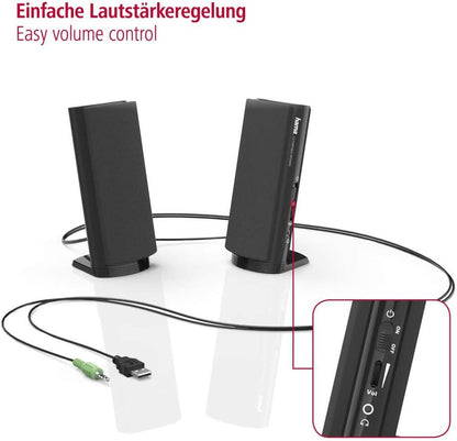 Hama Multimedia Lautsprecher E 80 schwarz & PC Lautsprecher Sonic Mobil 183 schwarz/rot