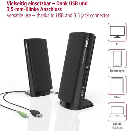 Hama Multimedia Lautsprecher E 80 schwarz & PC Lautsprecher Sonic Mobil 183 schwarz/rot