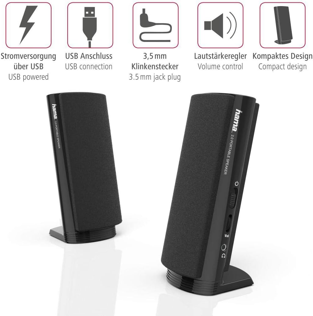 Hama Multimedia Lautsprecher E 80 schwarz & PC Lautsprecher Sonic Mobil 183 schwarz/rot