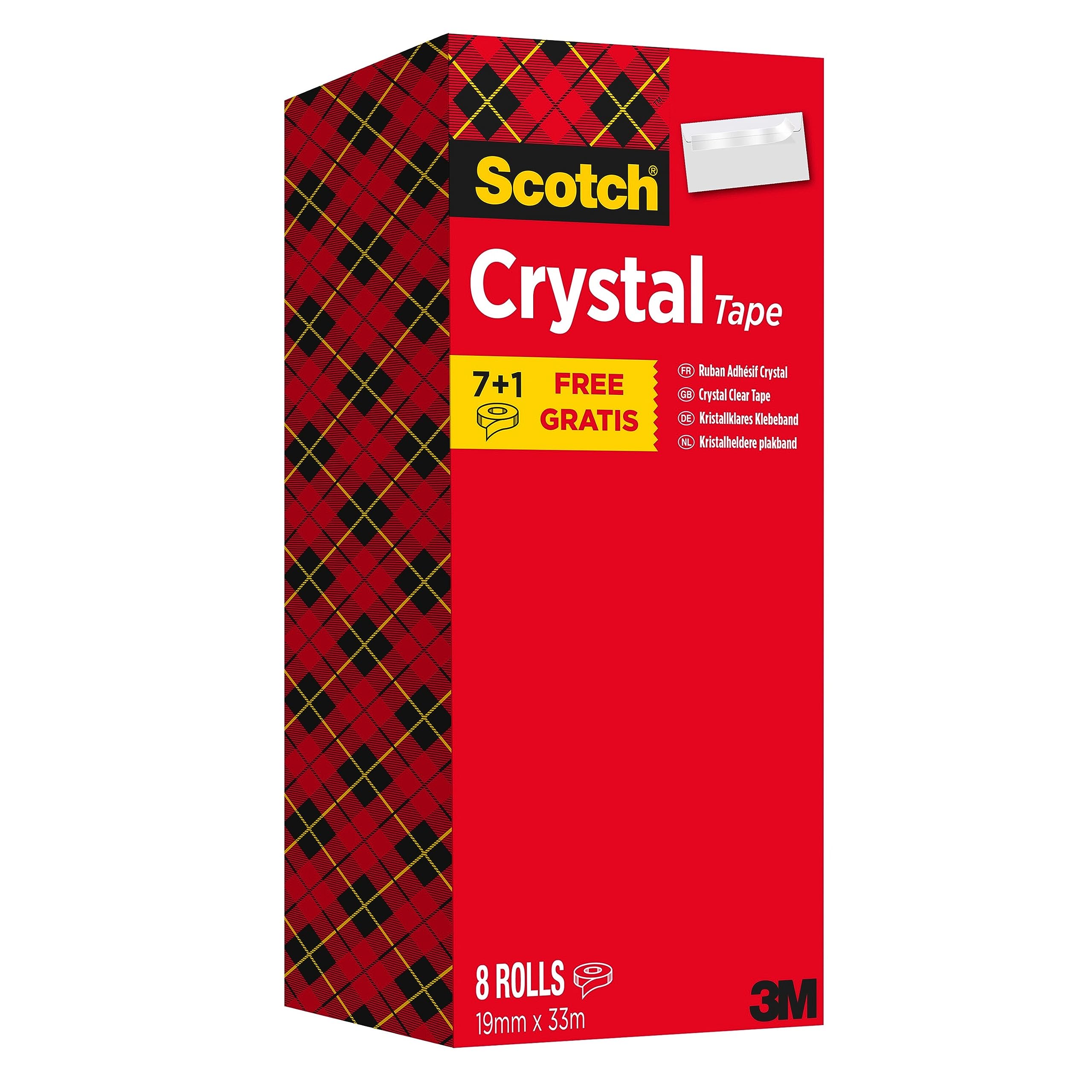 Scotch 19 mm x 33 m Crystal Tape Roll (Pack of 8
