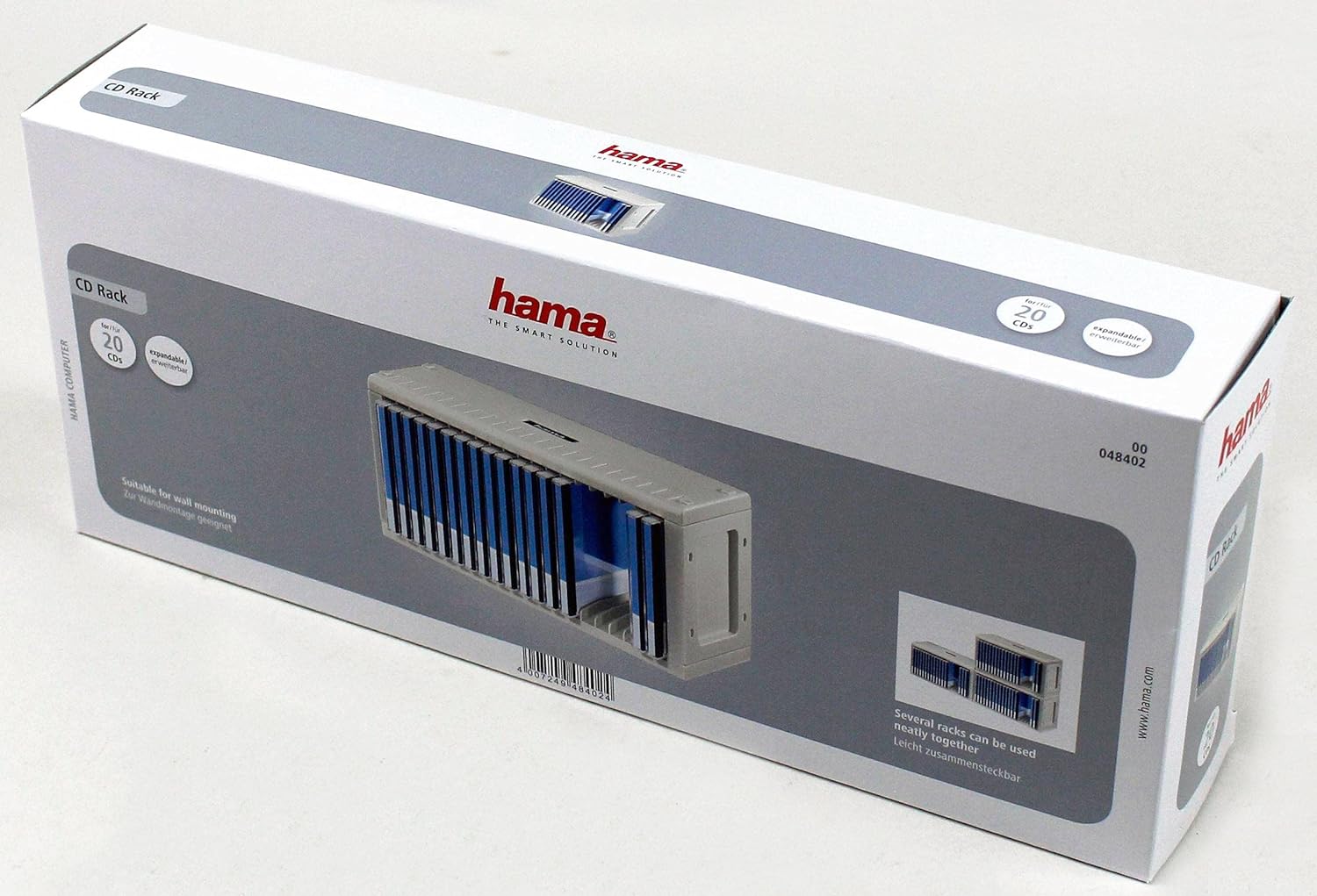 Hama CD Rack for 20 CDs (CD storage for hanging or standing, space-saving, small CD stand, for the office or any room