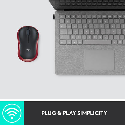 Logitech M185 Wireless Mouse, 2.4GHz with USB Mini Receiver, 12-Month Battery Life, 1000 DPI Optical Tracking, Ambidextrous, Compatible with PC, Mac, Laptop