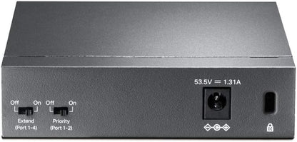 TP-Link PoE Switch 10/100Mbps ports, 4 PoE+ ports up to 30 W for each PoE port and 67 W for all PoE ports, Metal Casing, Plug and Play, Ideal for IP Surveillance and Access Point (TL-SF1005P