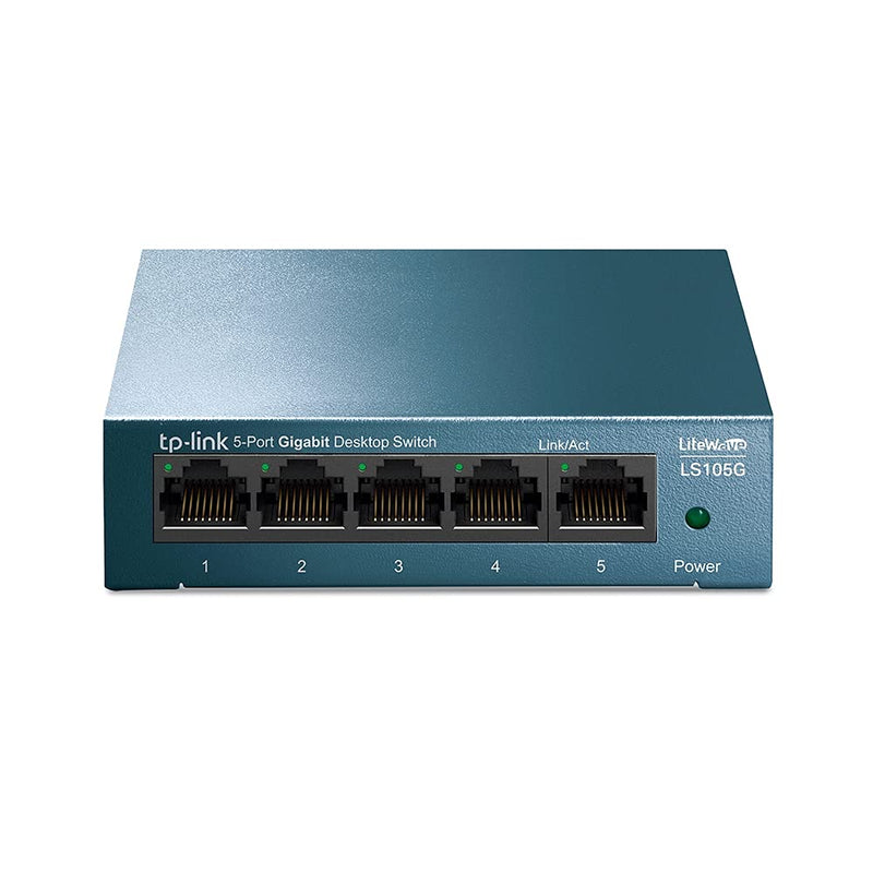 TP-Link LS105G 5-Port Desktop/Wallmount Gigabit Ethernet Switch, Splitter, Plug & Play, Desktop, Steel Case,Black