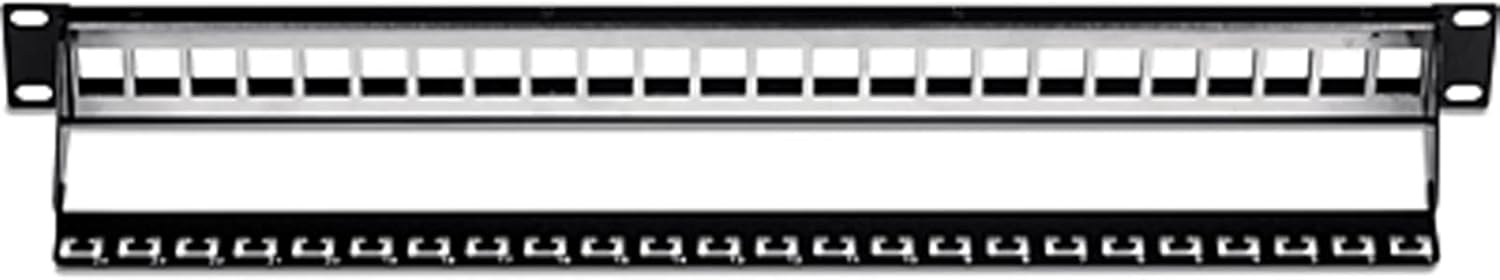 TRENDnet 24-Port Blank Keystone Shielded 1U Patch Panel, TC-KP24S, STP, Cat6A, Cat5, Cat5e, Cat6, 19 Inch RackMount Design, Recommended with TC-K06C6A Cat6A Keystone Jacks,Black 24 Port Blank Keystone Shielded