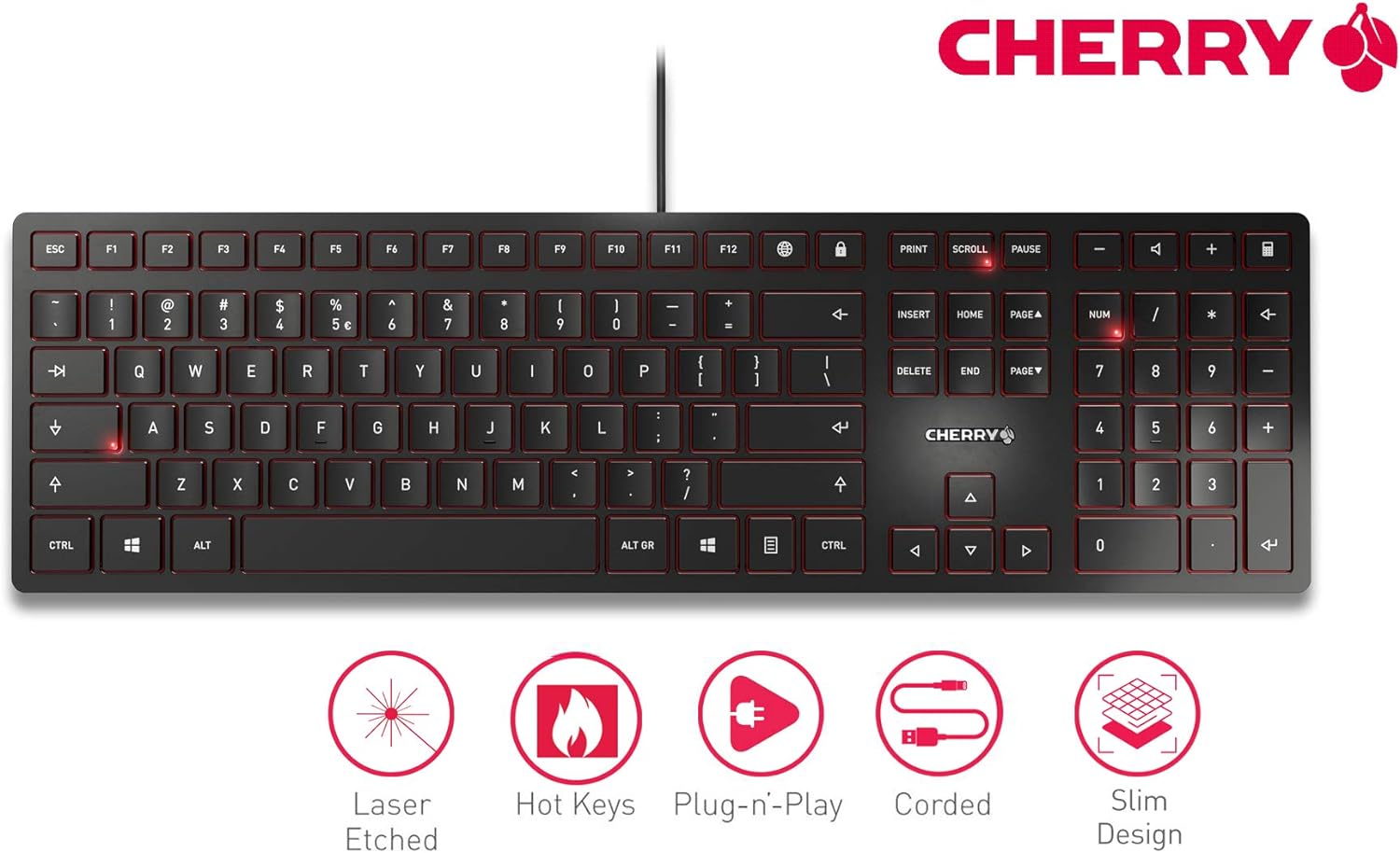 Cherry JK-1600EU-2 USB Keyboard (US International Layout - QWERTY) Black
