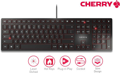 Cherry JK-1600EU-2 USB Keyboard (US International Layout - QWERTY) Black