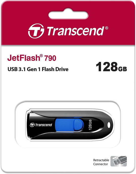 Transcend 128GB JetFlash 790 USB 3.1 Gen 1 Flash Drive (USB Stick) Black TS128GJF790K