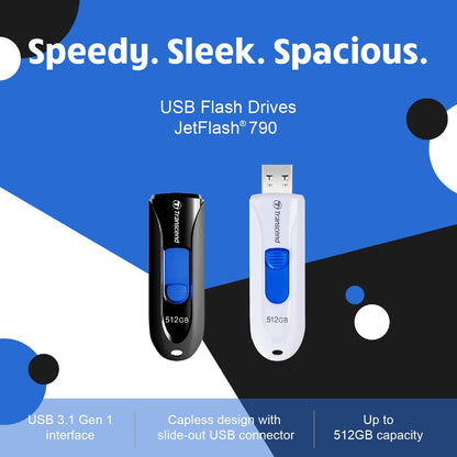 Transcend 32GB JetFlash 790 USB 3.1 Gen 1 Flash Drive (USB Stick) Black TS32GJF790K