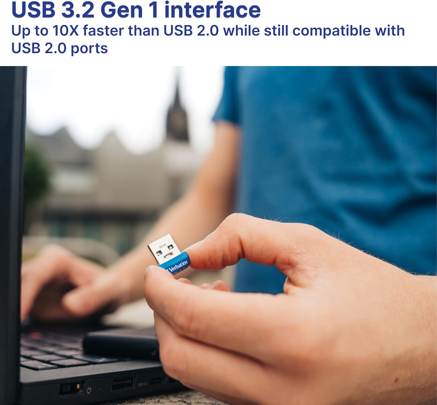 64GB USB Flash 3.0 NANO Store'n´Stay Blue Verbatim P-blister,Blue,98711