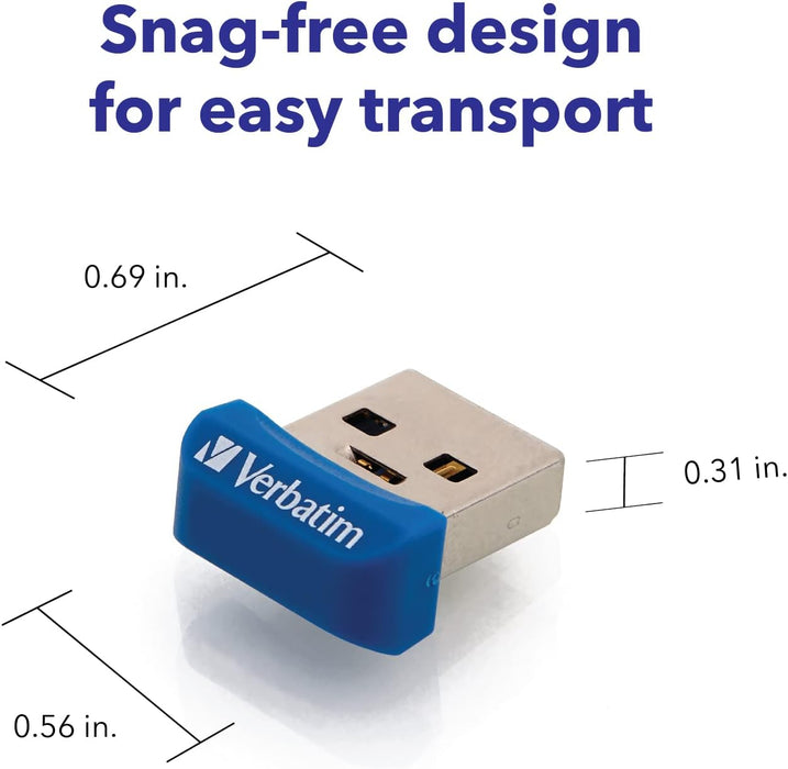 64GB USB Flash 3.0 NANO Store'n´Stay Blue Verbatim P-blister,Blue,98711