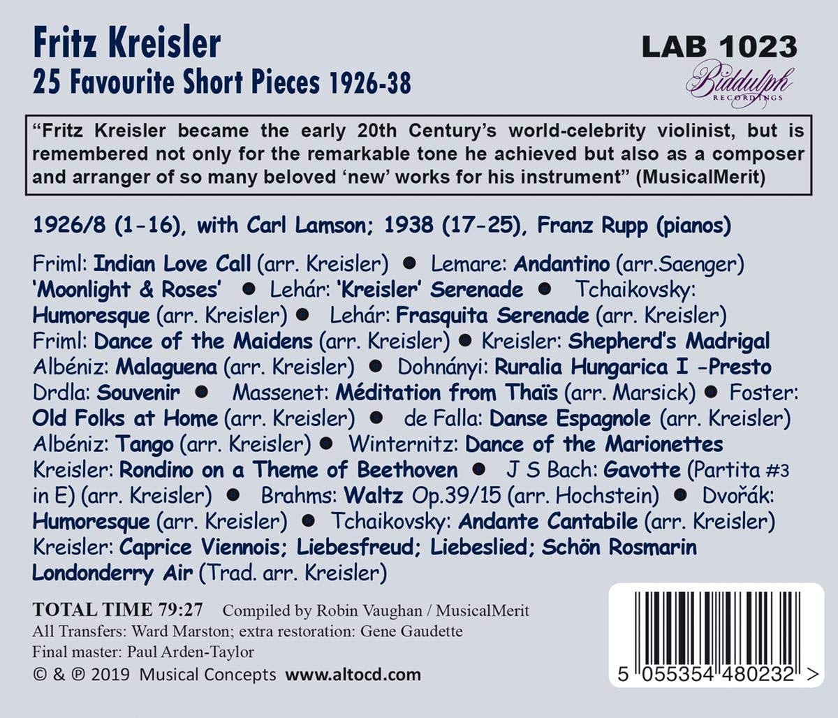 Fritz Kreisler: Favourite Short Pieces 1926-38