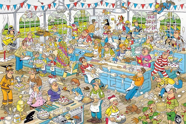 Jumbo Puzzles Jan van Haasteren Puzzle 1500 Teile – Backe, backe, Kuchen – ab 12 Jahren – Comic Puzzle