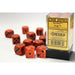 16mm d6 Dice with Pips: Set of 12 - Fire Speckled