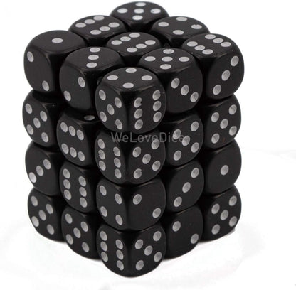 Dice Block with 36 d6 Opaque Dice Black w/white