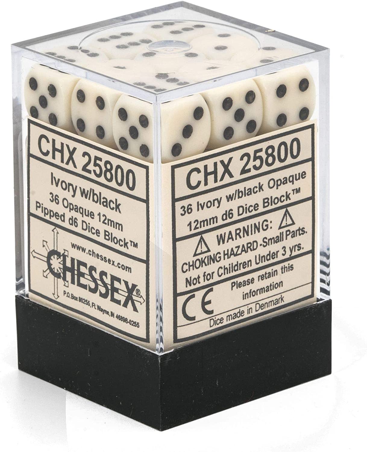 Chessex Says: CHX25800 D6 Opaque Ivory/Black (36