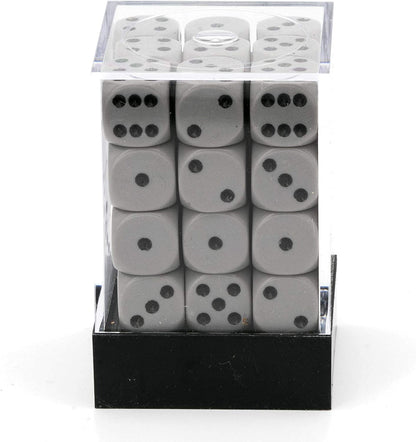 Chessex DND Dice Set-Chessex D&D Dice-12mm Opaque Grey and Black Plastic Polyhedral Dice Set-Dungeons and Dragons Dice Includes 36 Dice – D6, Various (CHX25810), Small (10mm - 14mm