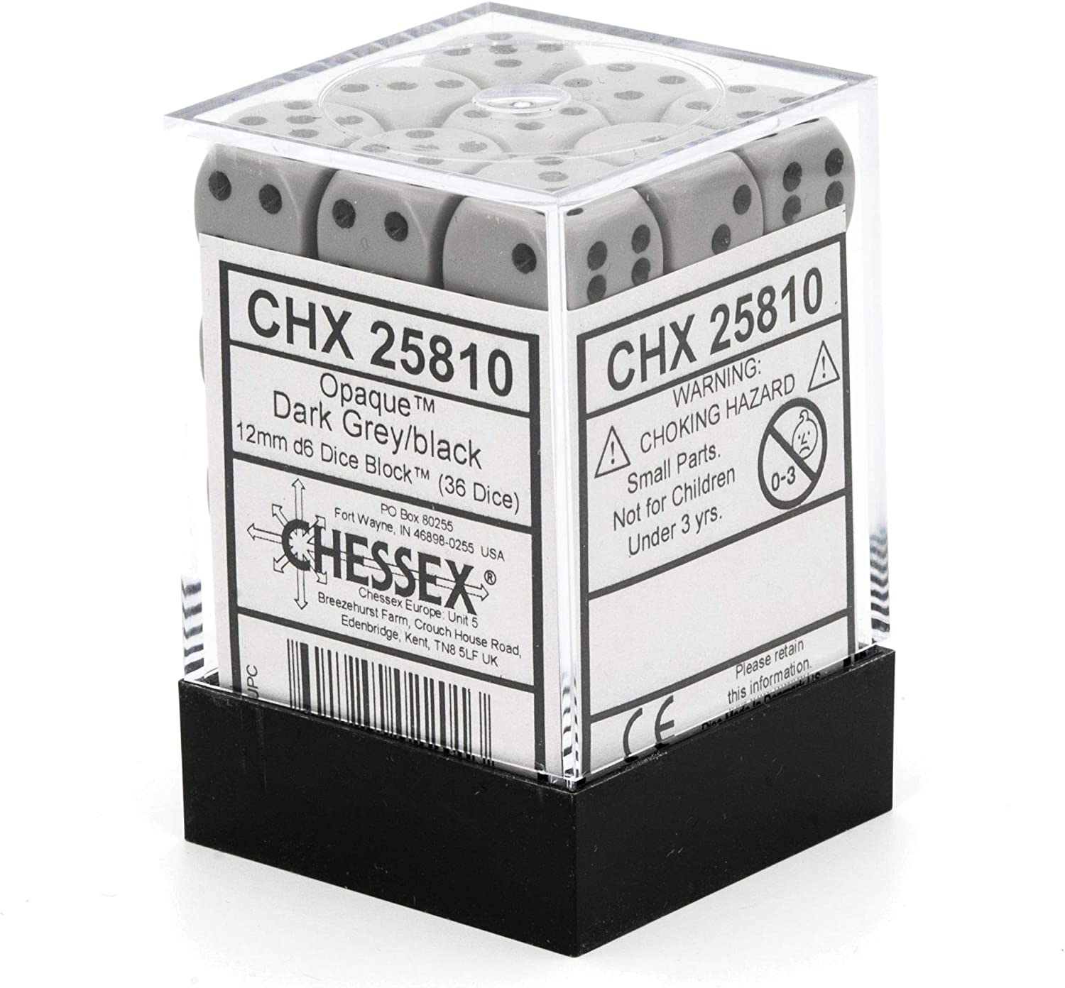 Chessex DND Dice Set-Chessex D&D Dice-12mm Opaque Grey and Black Plastic Polyhedral Dice Set-Dungeons and Dragons Dice Includes 36 Dice – D6, Various (CHX25810), Small (10mm - 14mm