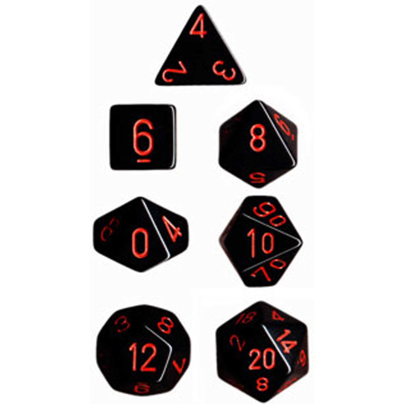 Polyhedral Dice: Opaque - Black with Red (7)
