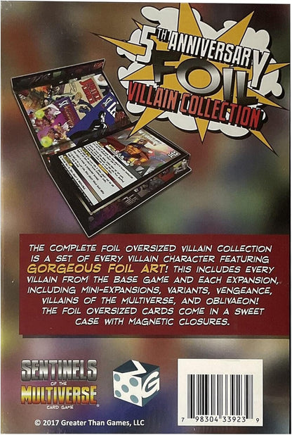 Greater Than Games Sentinels of The Multiverse: 5th Anniversary Foil Villain Collection - Lovely Foil Art Cards, RPG Accessory Pack