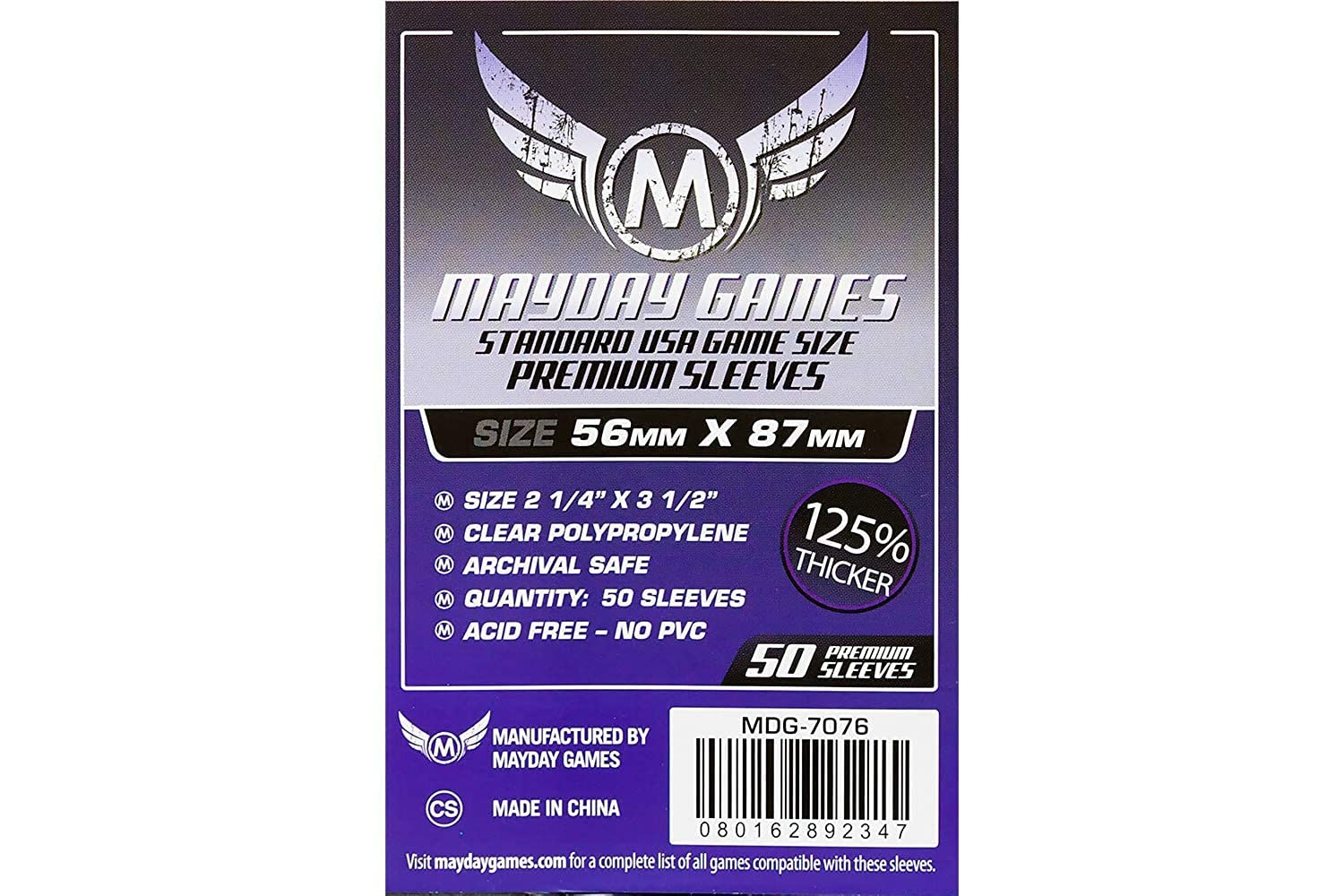 Mayday Games 56 x 87 mm SLEEVES Standard USA Premium Card Game (Pack of 50