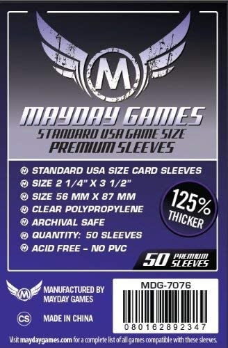 Mayday Games 56 x 87 mm SLEEVES Standard USA Premium Card Game (Pack of 50