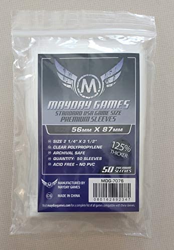 Mayday Games 56 x 87 mm SLEEVES Standard USA Premium Card Game (Pack of 50