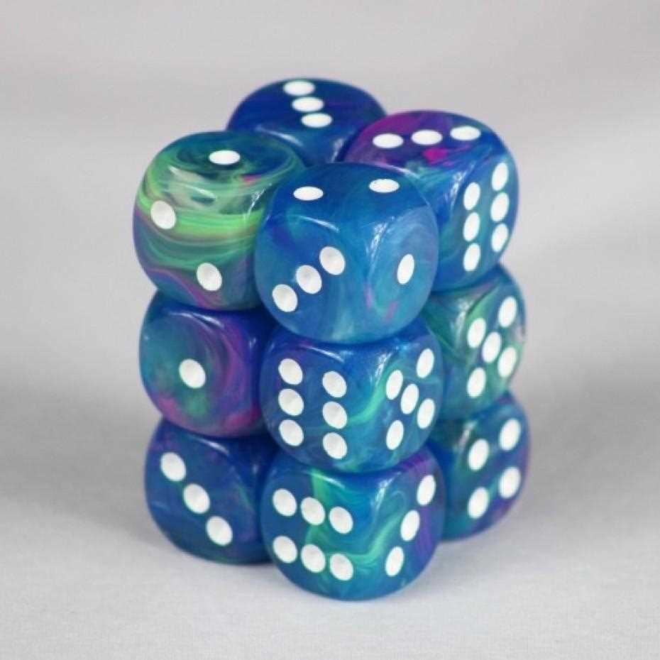 16mm d6 Dice Block: Festive Waterlily with White