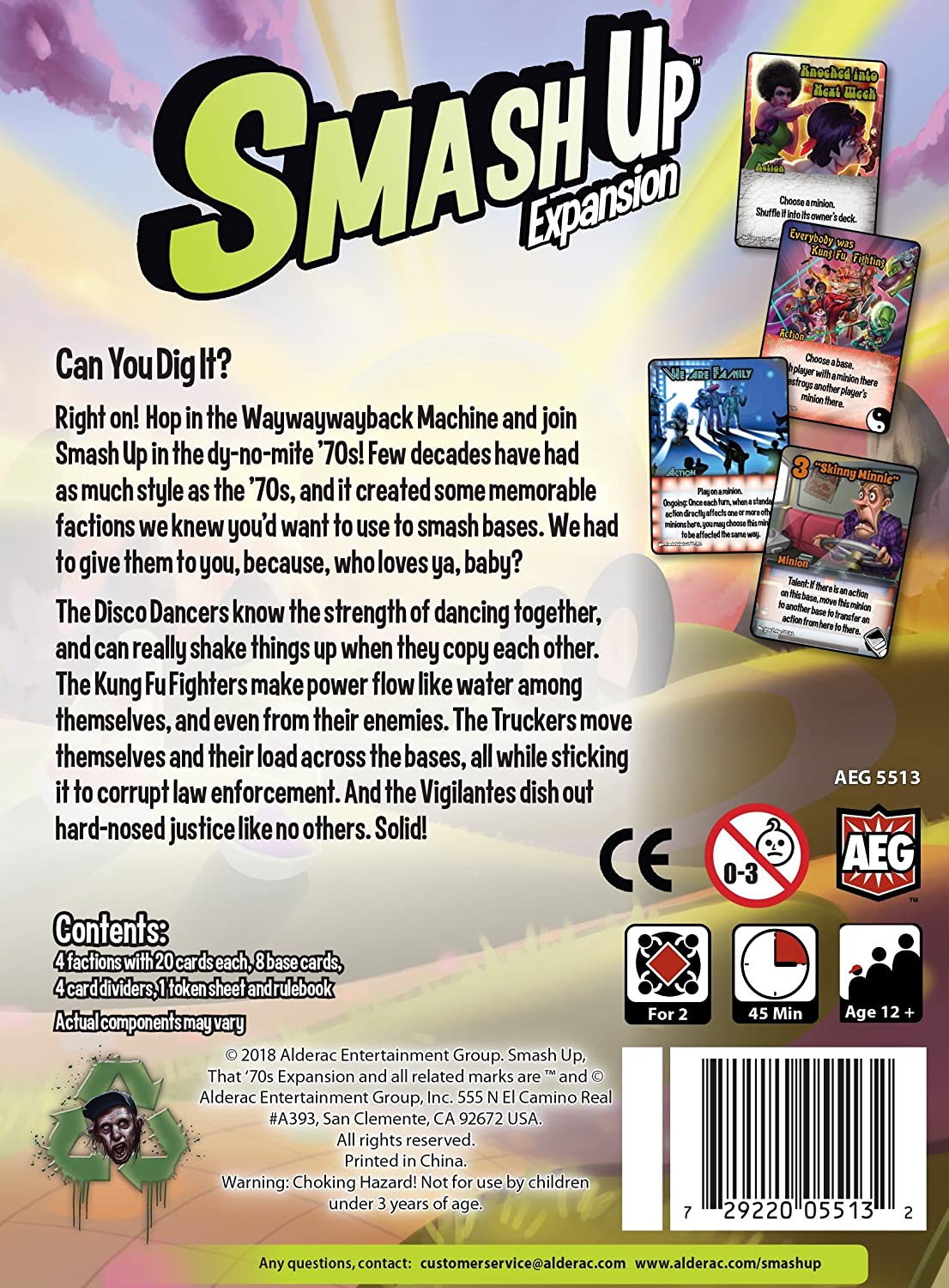 Alderac Entertainment Group AEG55132 Smash Up That 70s Expansion, Multicolour Smash Up: That 70s Expansion