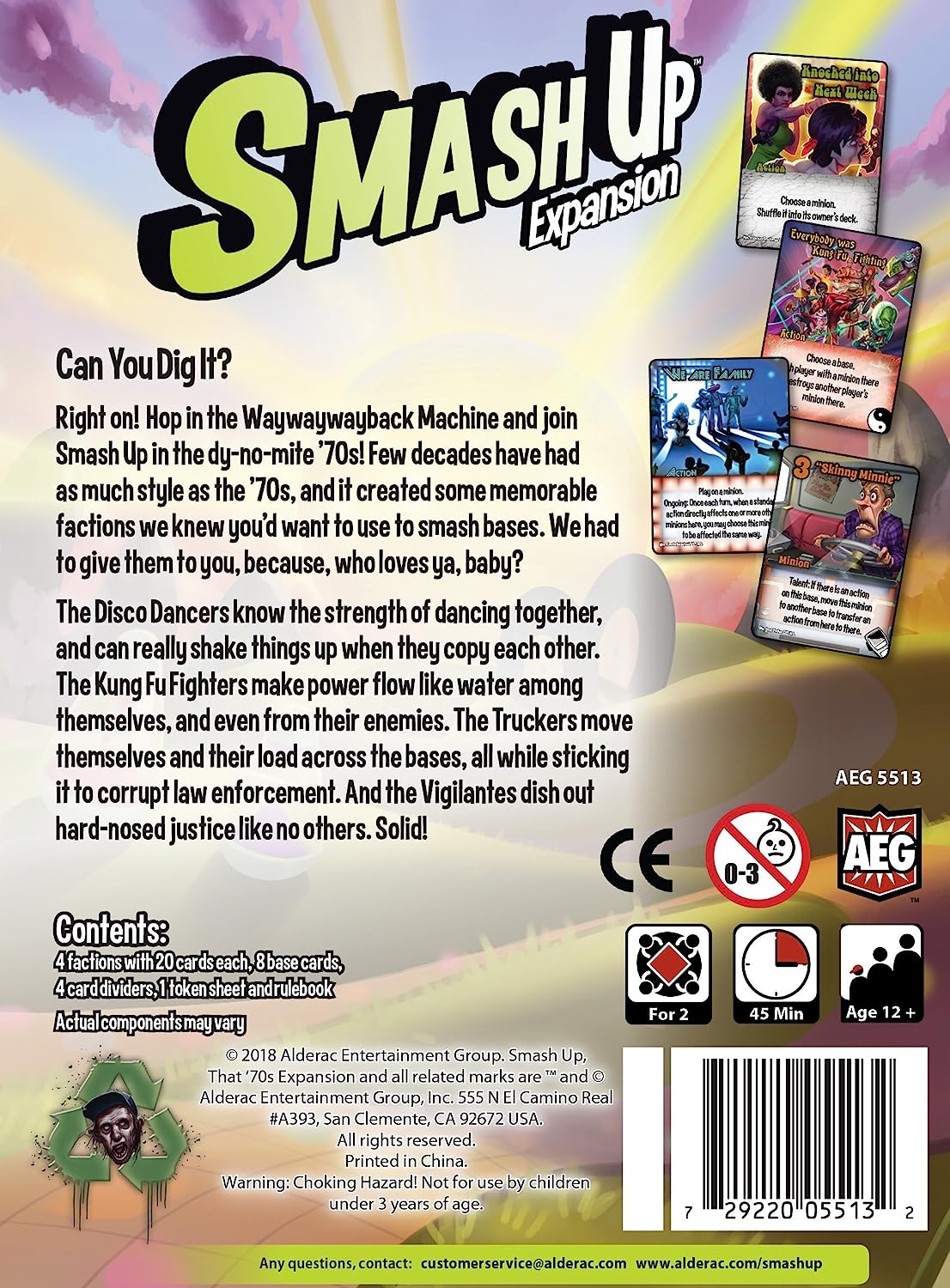Alderac Entertainment Group AEG55132 Smash Up That 70s Expansion, Multicolour Smash Up: That 70s Expansion