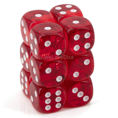 Chessex Says: CHX23604 D6 16mm Translucent Red/White (12)