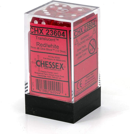 Chessex Says: CHX23604 D6 16mm Translucent Red/White (12)