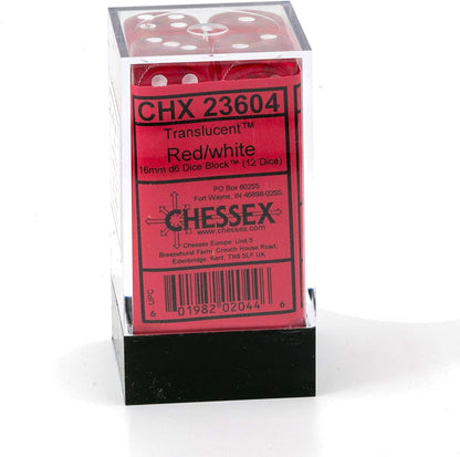 Chessex Says: CHX23604 D6 16mm Translucent Red/White (12)