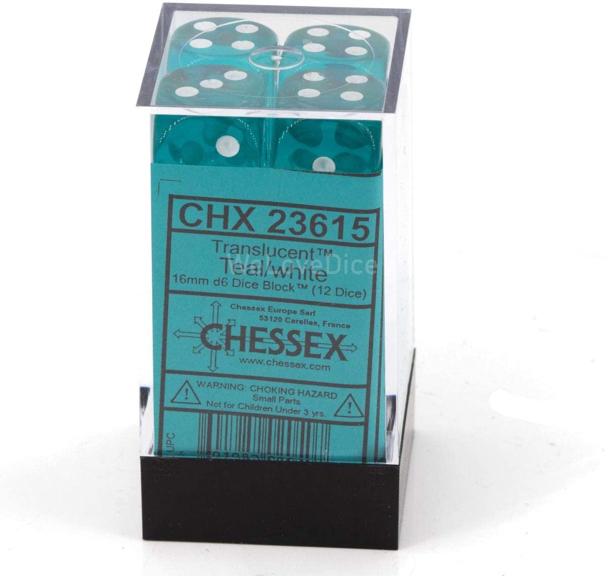 DND Dice Set-Chessex D&D Dice-16mm Translucent Teal and White Plastic Polyhedral Dice Set-Dungeons and Dragons Dice Includes 12 Dice – D6