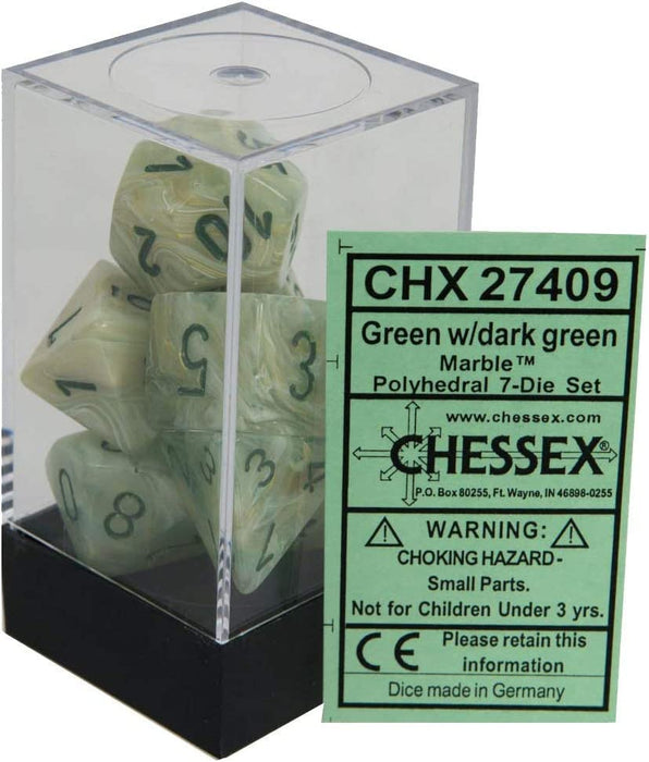 Chessex Says: CHX27409 Marble Nut Set: Green/Dark Green (7