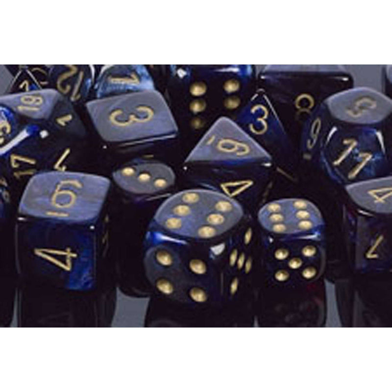 Polyhedral Dice: Scarab - Royal Blue with Gold (7)