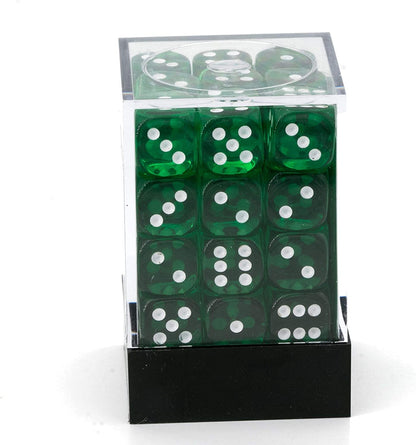 Chessex Says: D6 CHX23805 12mm Translucent Green/White (36)