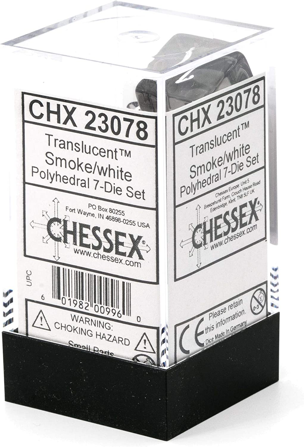 Chessex D&D Dice Set Translucent Smoke White Rpg RPG RPG Box, Multi-Colour