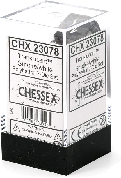 Chessex D&D Dice Set Translucent Smoke White Rpg RPG RPG Box, Multi-Colour