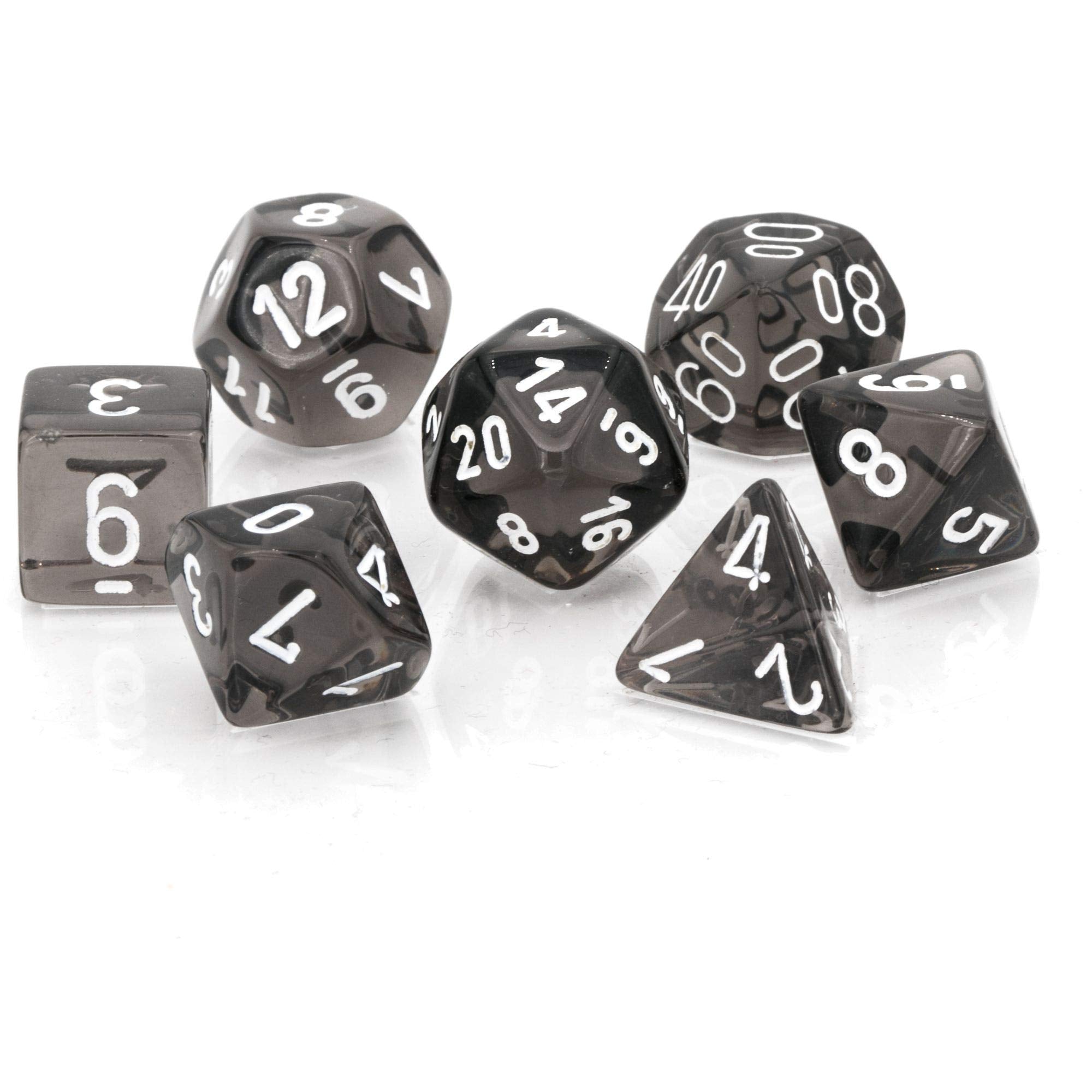 Chessex D&D Dice Set Translucent Smoke White Rpg RPG RPG Box, Multi-Colour