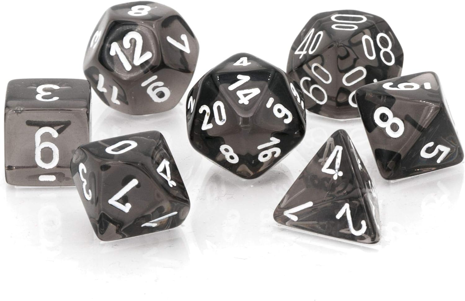 Chessex D&D Dice Set Translucent Smoke White Rpg RPG RPG Box, Multi-Colour