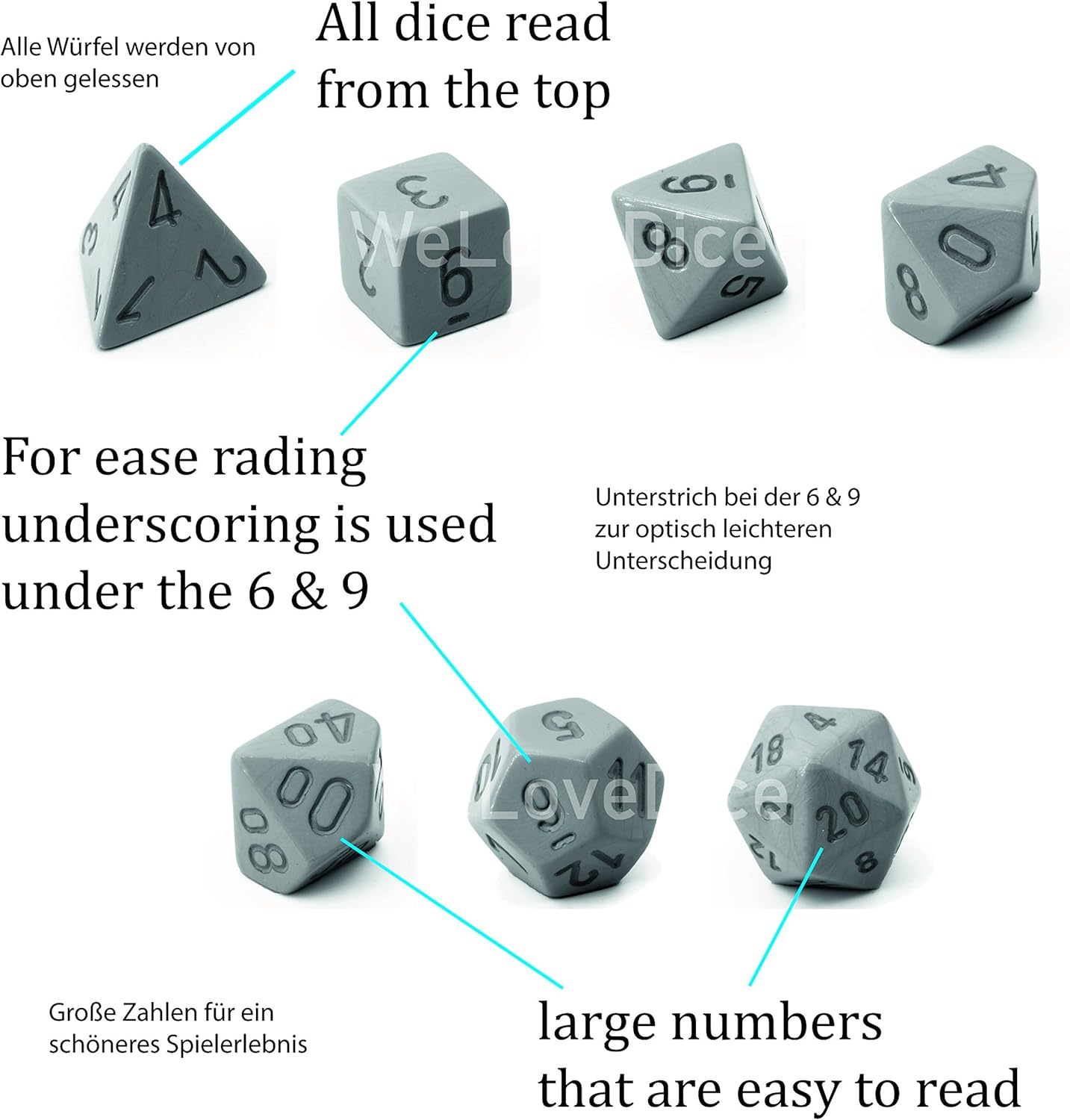 Chessex D&D Dice Set Translucent Smoke White Rpg RPG RPG Box, Multi-Colour